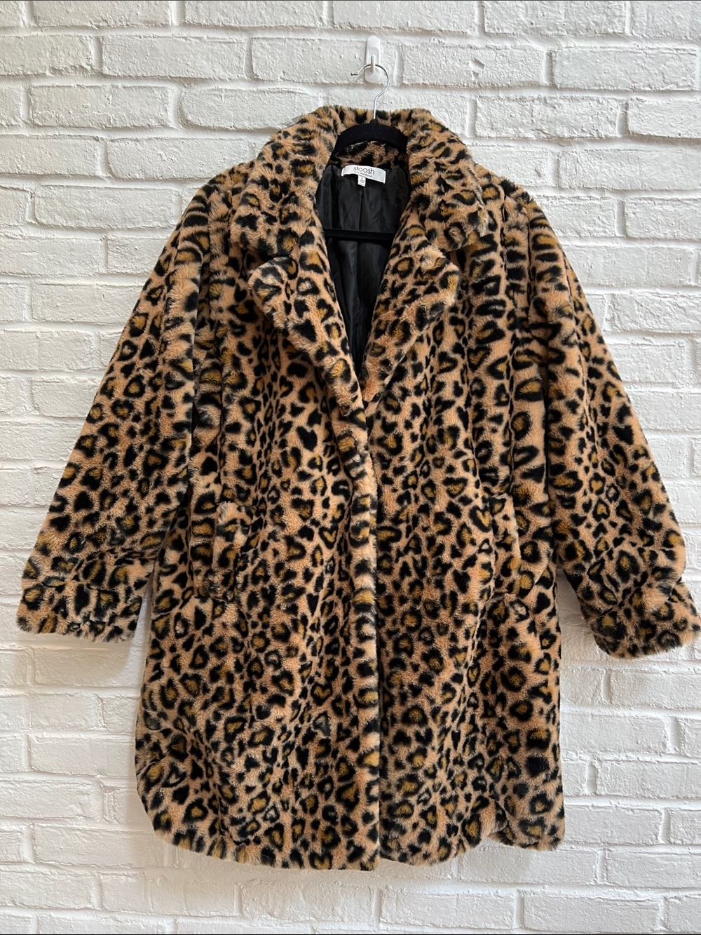 26 INTERNATIONAL Classic Leopard Teddy CarCoat Notch Collar Lined LongSleeves LG - Picture 13 of 16